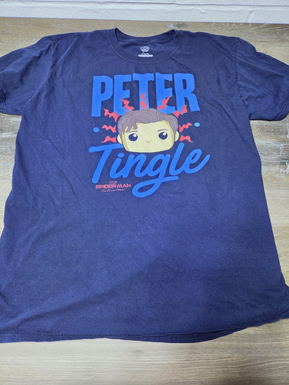 Funko Pop Tees Marvel Spider-Man Peter Tingle Graphic T-Shirt XL Navy